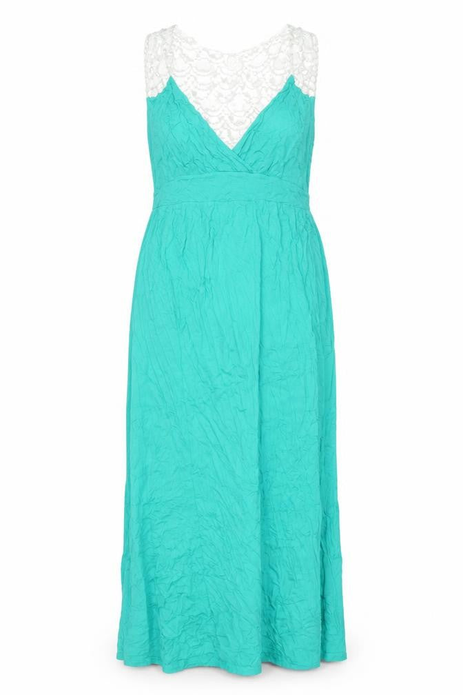 Next Womens Green Viscose Maxi Size 18 V-Neck Pullover - Lace Back