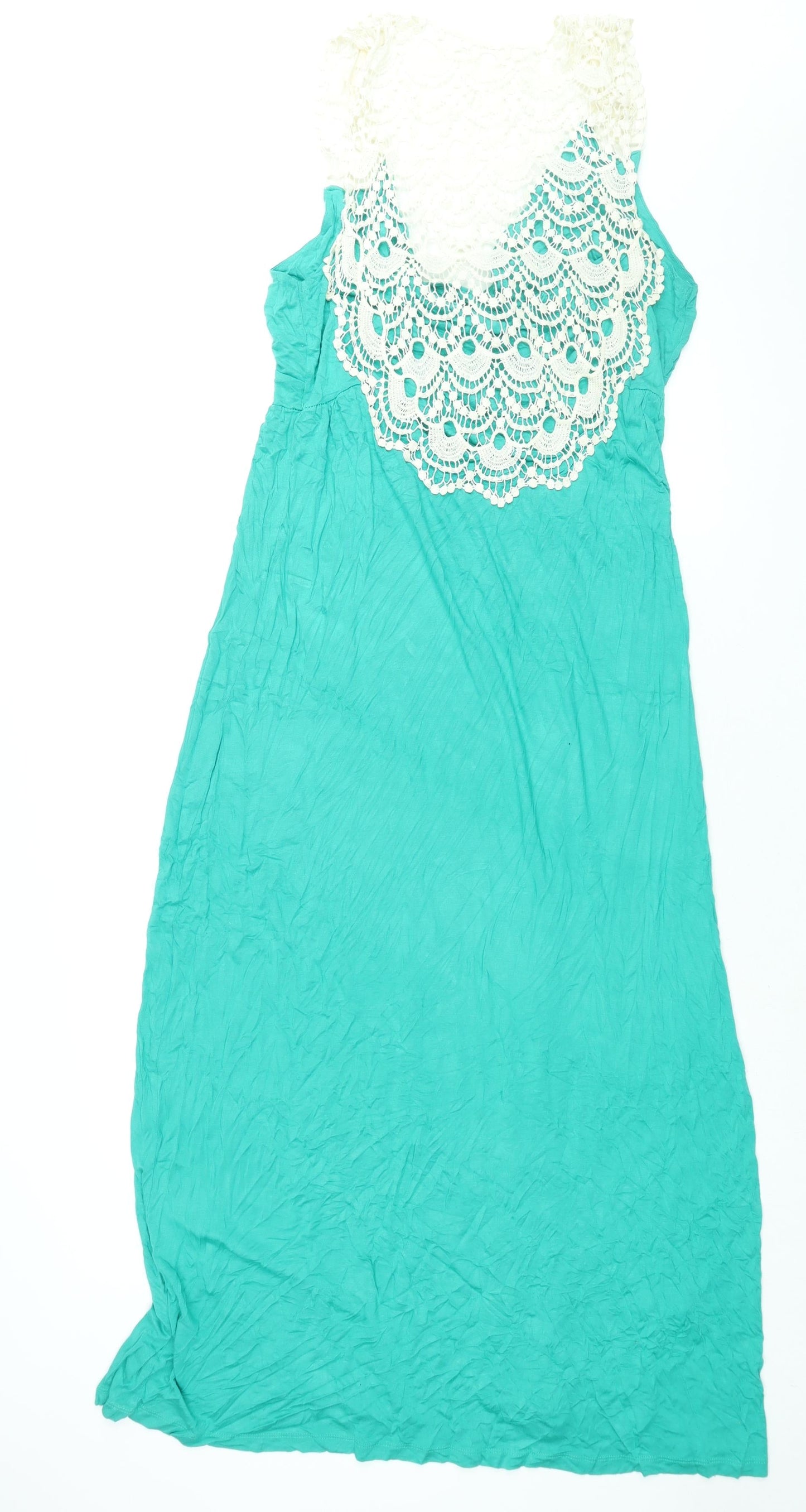 NEXT Womens Green Viscose Maxi Size 18 V-Neck Pullover - Lace Back