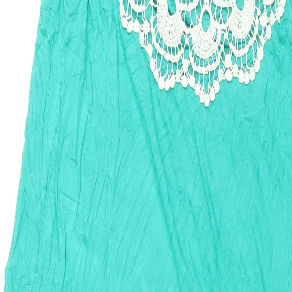 NEXT Womens Green Viscose Maxi Size 18 V-Neck Pullover - Lace Back