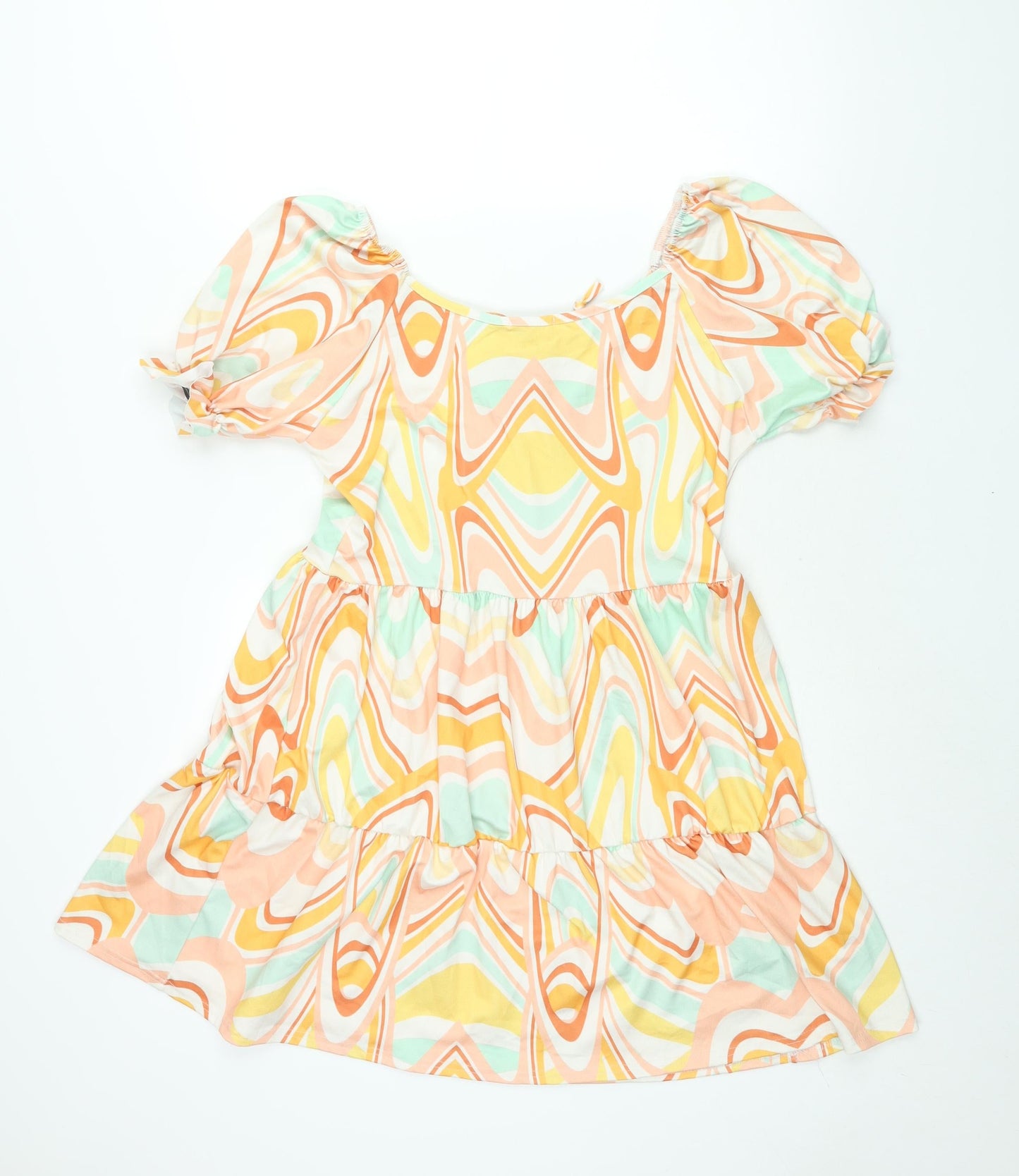 I SAW IT FIRST Womens Multicoloured Geometric Polyester A-Line Size 16 Scoop Neck Tie - Smocked