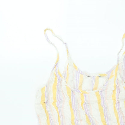 New Look Womens Multicoloured Striped Viscose Tank Dress Size 14 Scoop Neck Pullover - Smocked