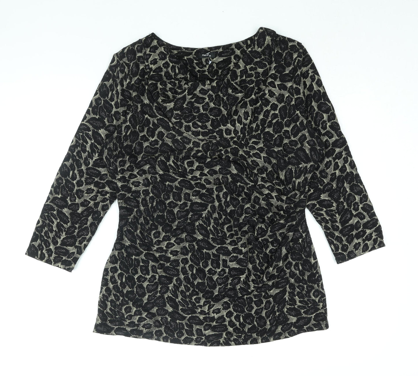 M&Co Womens Black Geometric Polyester Basic Blouse Size 20 Cowl Neck - Rouched Glitter