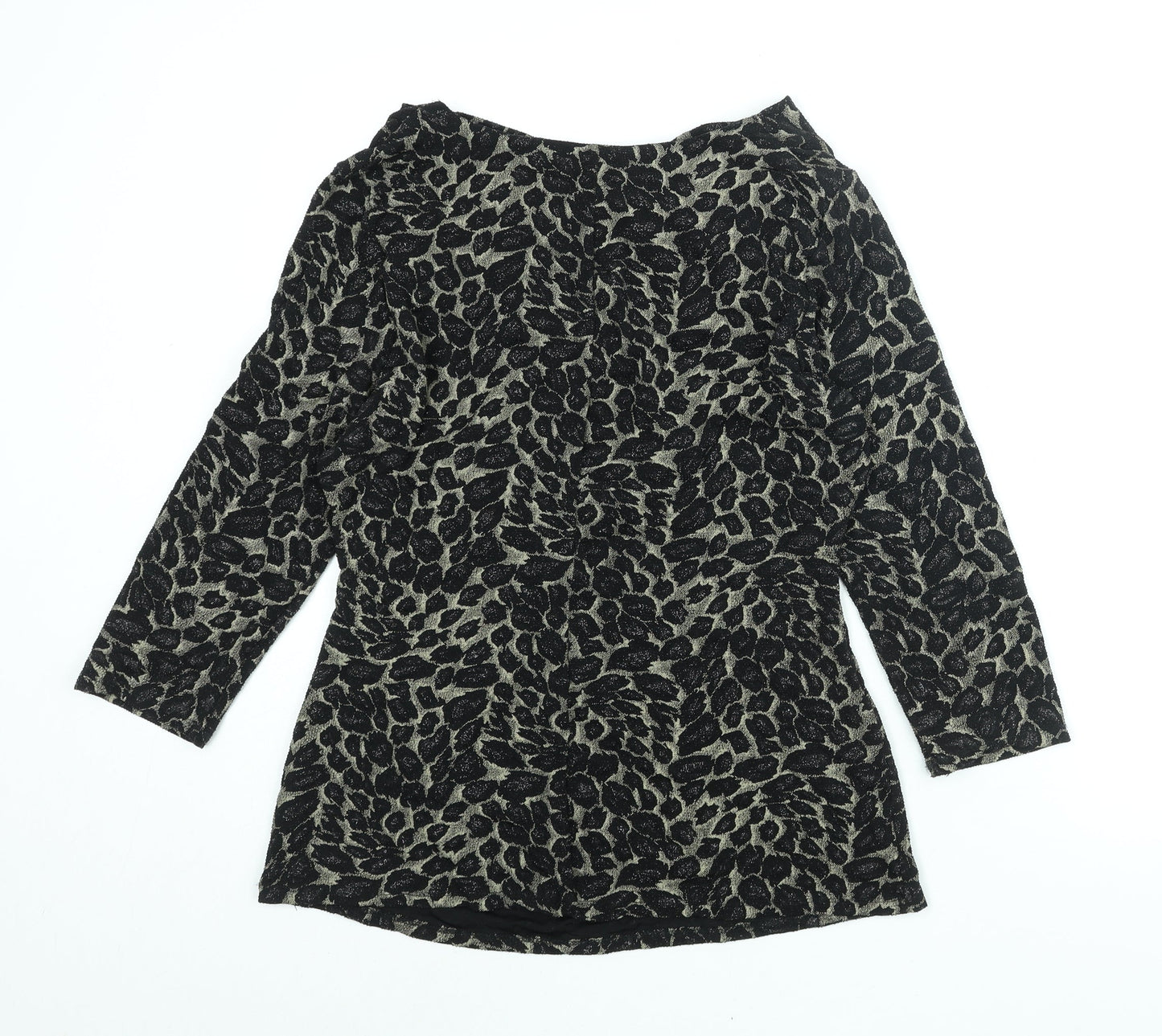 M&Co Womens Black Geometric Polyester Basic Blouse Size 20 Cowl Neck - Rouched Glitter