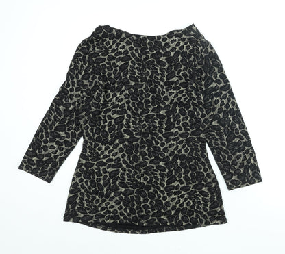 M&Co Womens Black Geometric Polyester Basic Blouse Size 20 Cowl Neck - Rouched Glitter