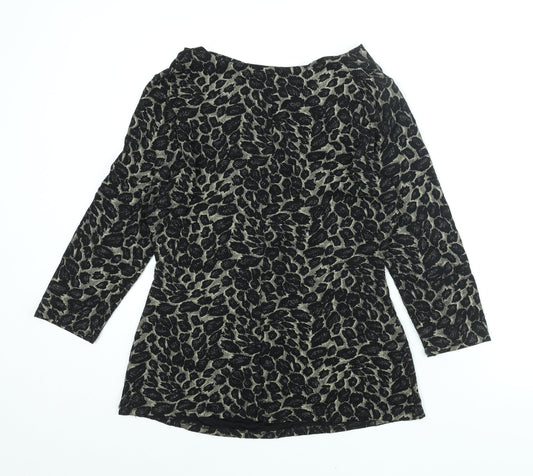 M&Co Womens Black Geometric Polyester Basic Blouse Size 20 Cowl Neck - Rouched Glitter