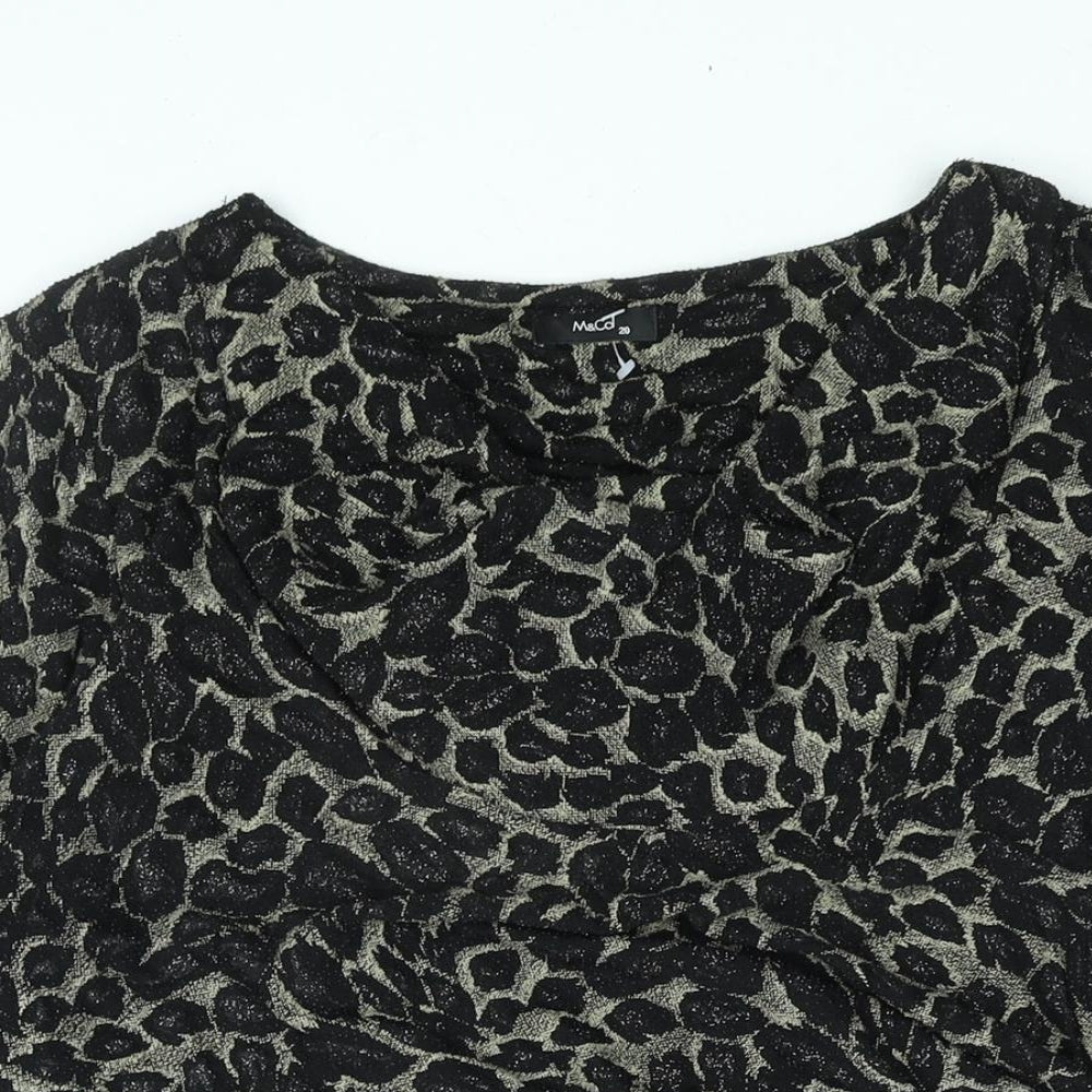M&Co Womens Black Geometric Polyester Basic Blouse Size 20 Cowl Neck - Rouched Glitter
