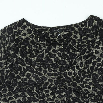 M&Co Womens Black Geometric Polyester Basic Blouse Size 20 Cowl Neck - Rouched Glitter