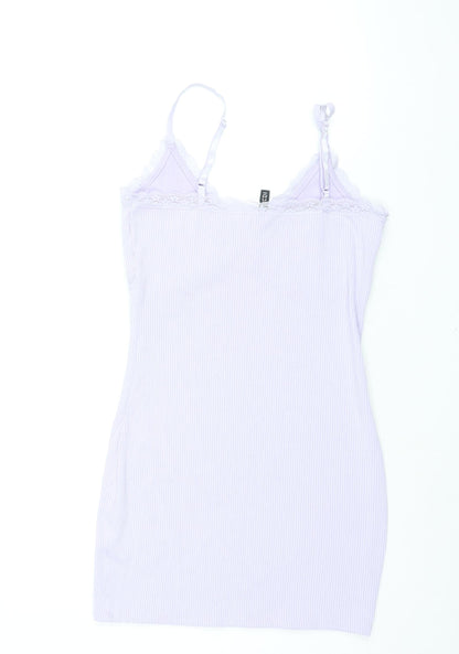 Divided by H&M Womens Purple Polyester Mini Size M V-Neck Pullover - Lace Trim Bow