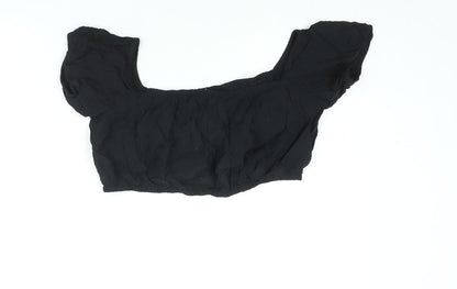 Womens UK Size L H&M Black Cropped Blouse