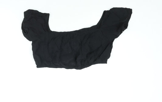 Womens UK Size L H&M Black Cropped Blouse