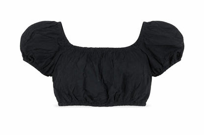 Womens UK Size L H&M Black Cropped Blouse