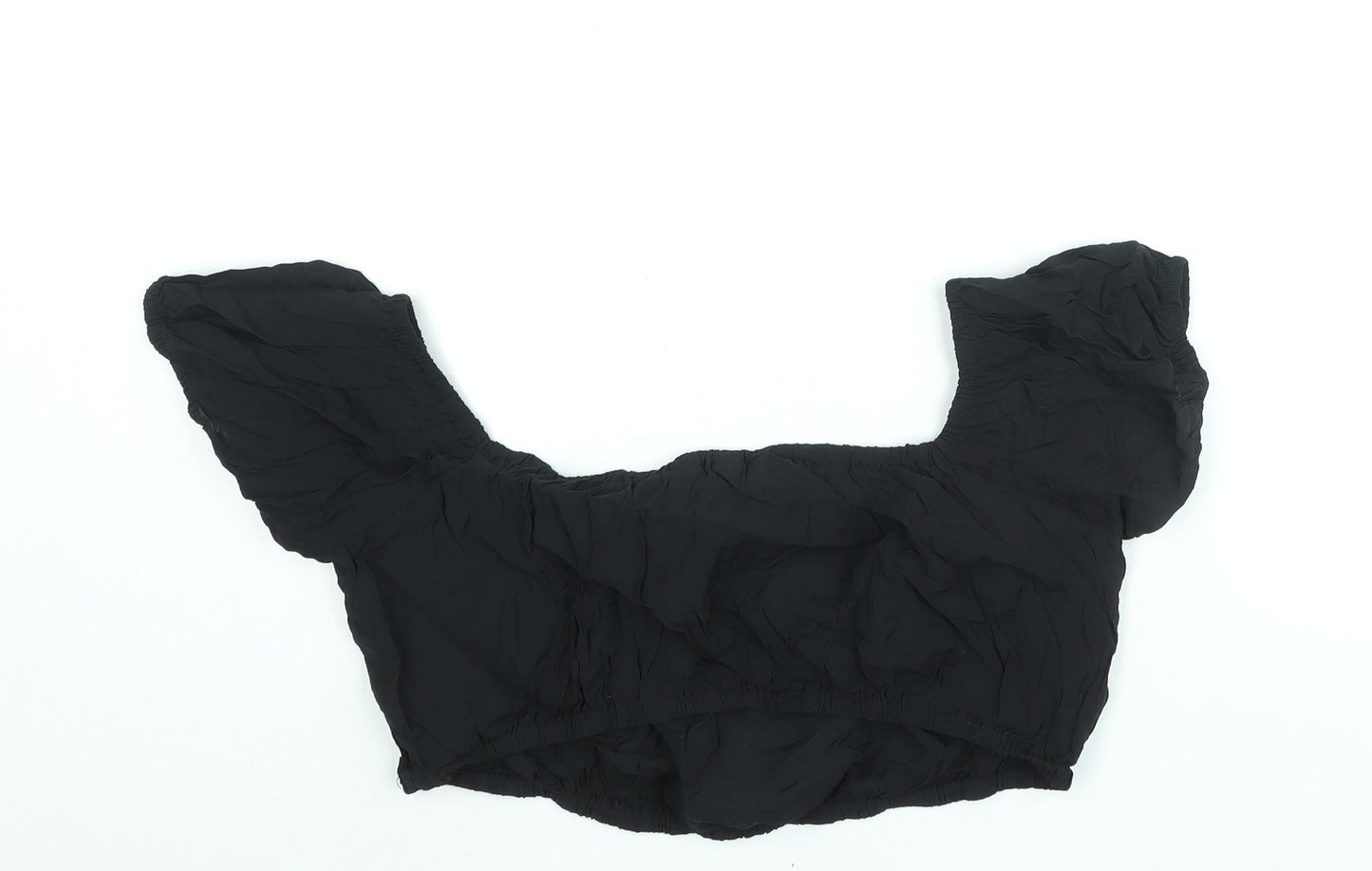 Womens UK Size L H&M Black Cropped Blouse