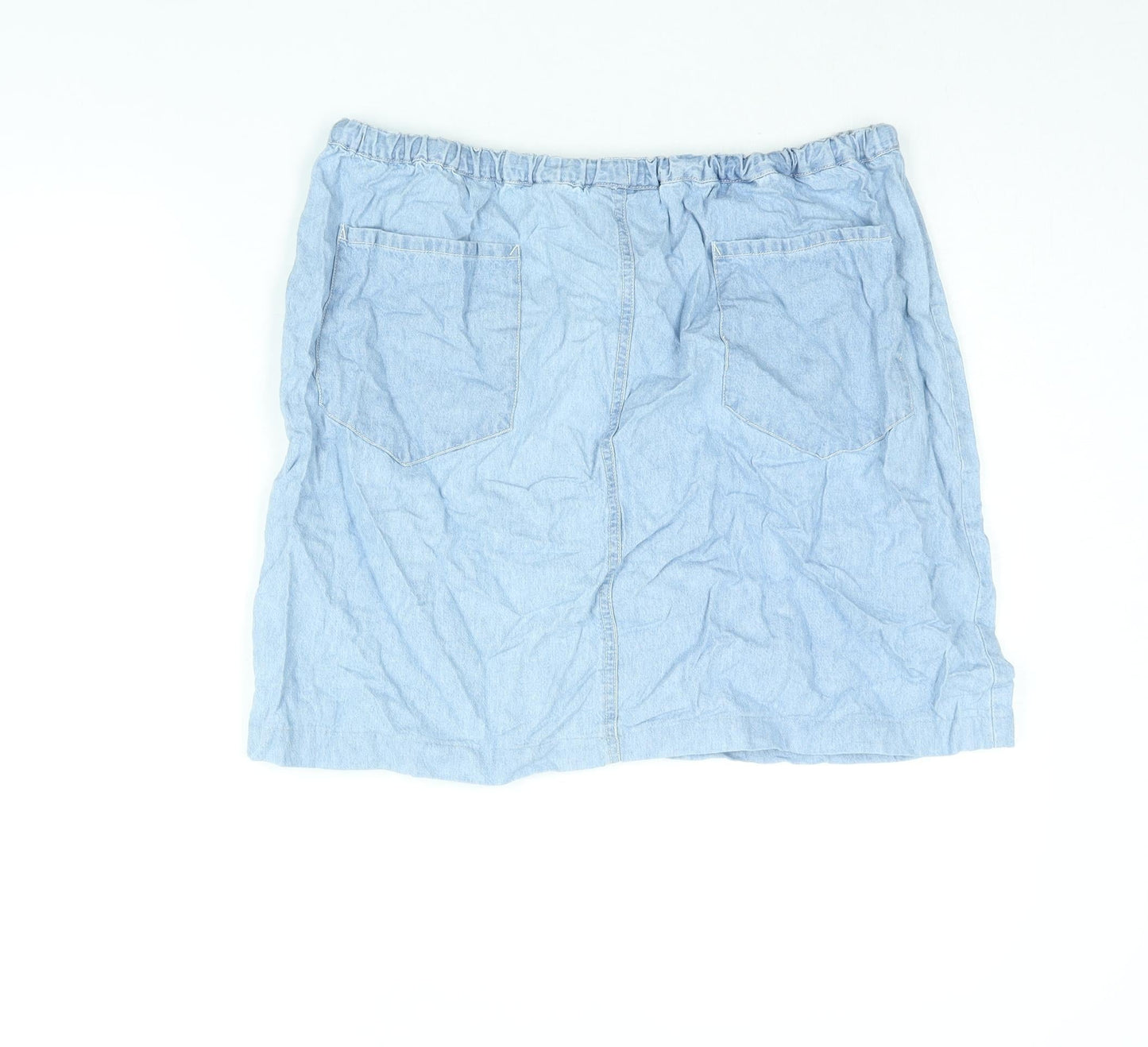 BHS Womens Blue Cotton Mini Skirt Size 34 in Drawstring