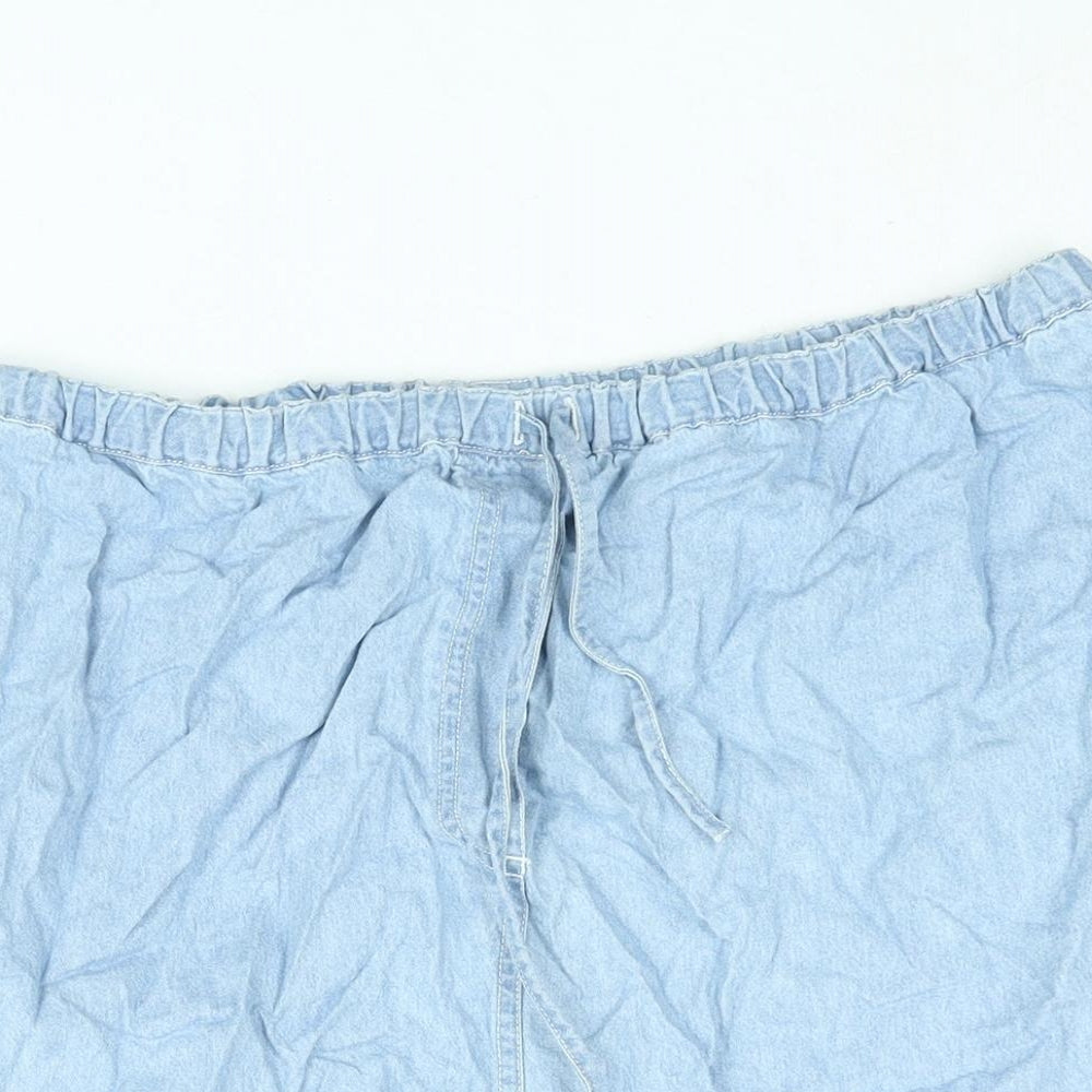 BHS Womens Blue Cotton Mini Skirt Size 34 in Drawstring