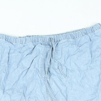 BHS Womens Blue Cotton Mini Skirt Size 34 in Drawstring