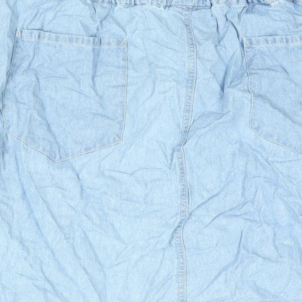 BHS Womens Blue Cotton Mini Skirt Size 34 in Drawstring