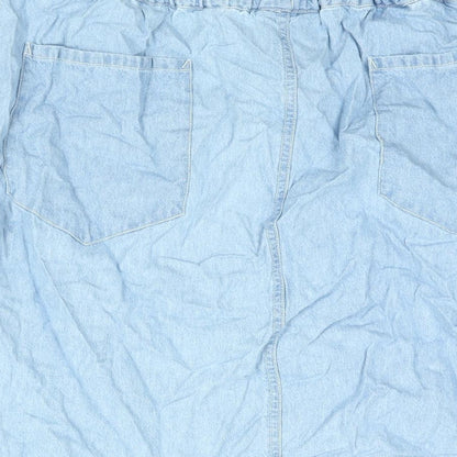 BHS Womens Blue Cotton Mini Skirt Size 34 in Drawstring