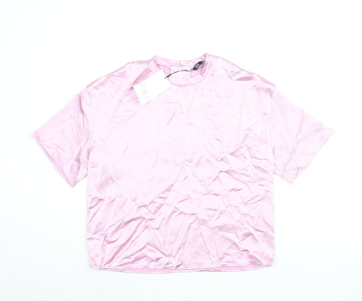 Womens UK Size S Zara Pink Basic Blouse