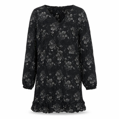 NEXT Womens Black Geometric Viscose Shift Size 16 V-Neck Pullover