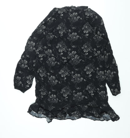 NEXT Womens Black Geometric Viscose Shift Size 16 V-Neck Pullover