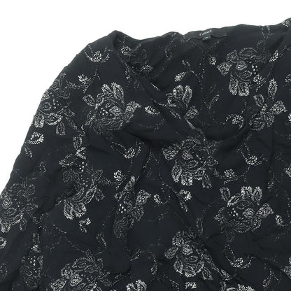 NEXT Womens Black Geometric Viscose Shift Size 16 V-Neck Pullover