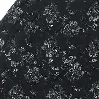 NEXT Womens Black Geometric Viscose Shift Size 16 V-Neck Pullover