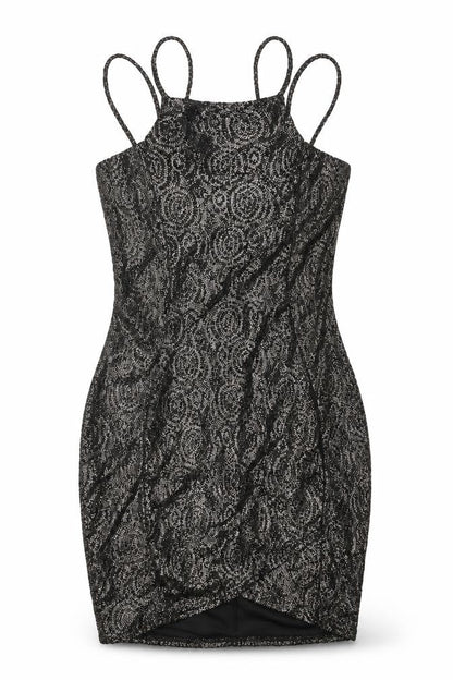 AX Paris Womens Black Polyester Bodycon Size 12 Square Neck Pullover - Glitter