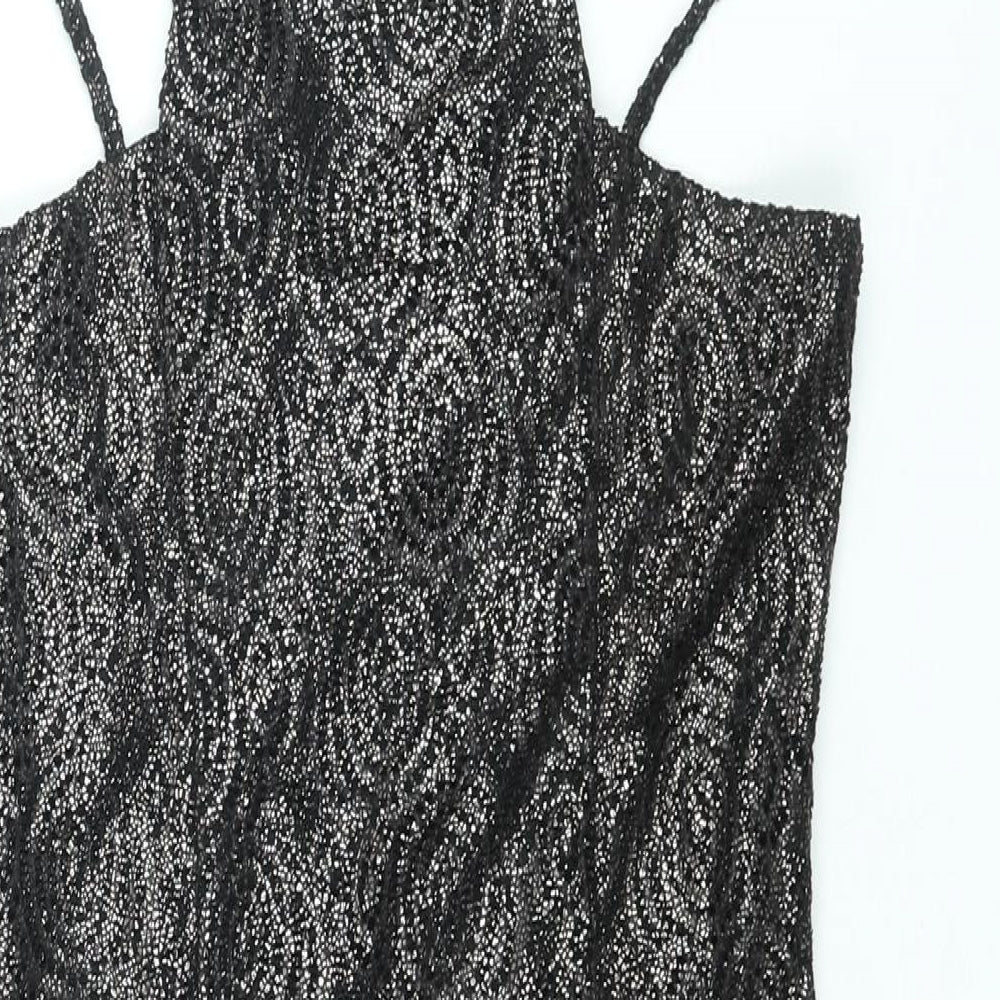 AX Paris Womens Black Polyester Bodycon Size 12 Square Neck Pullover - Glitter