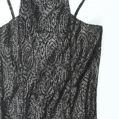 AX Paris Womens Black Polyester Bodycon Size 12 Square Neck Pullover - Glitter