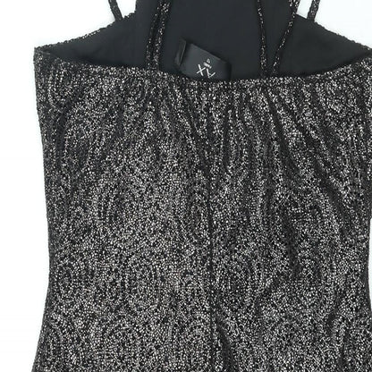 AX Paris Womens Black Polyester Bodycon Size 12 Square Neck Pullover - Glitter