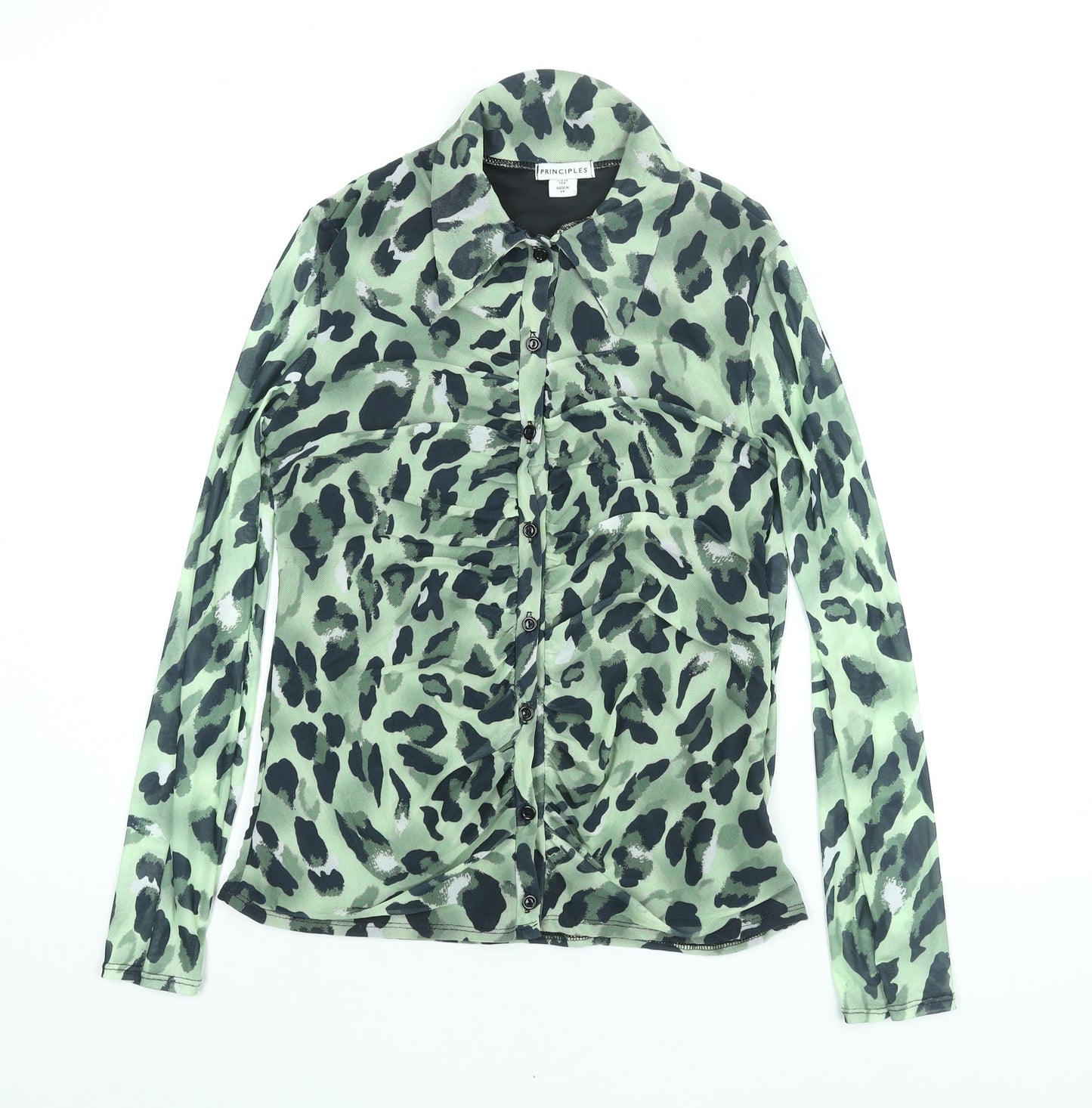 Womens UK Size 10 Principles Green Basic Button-Up