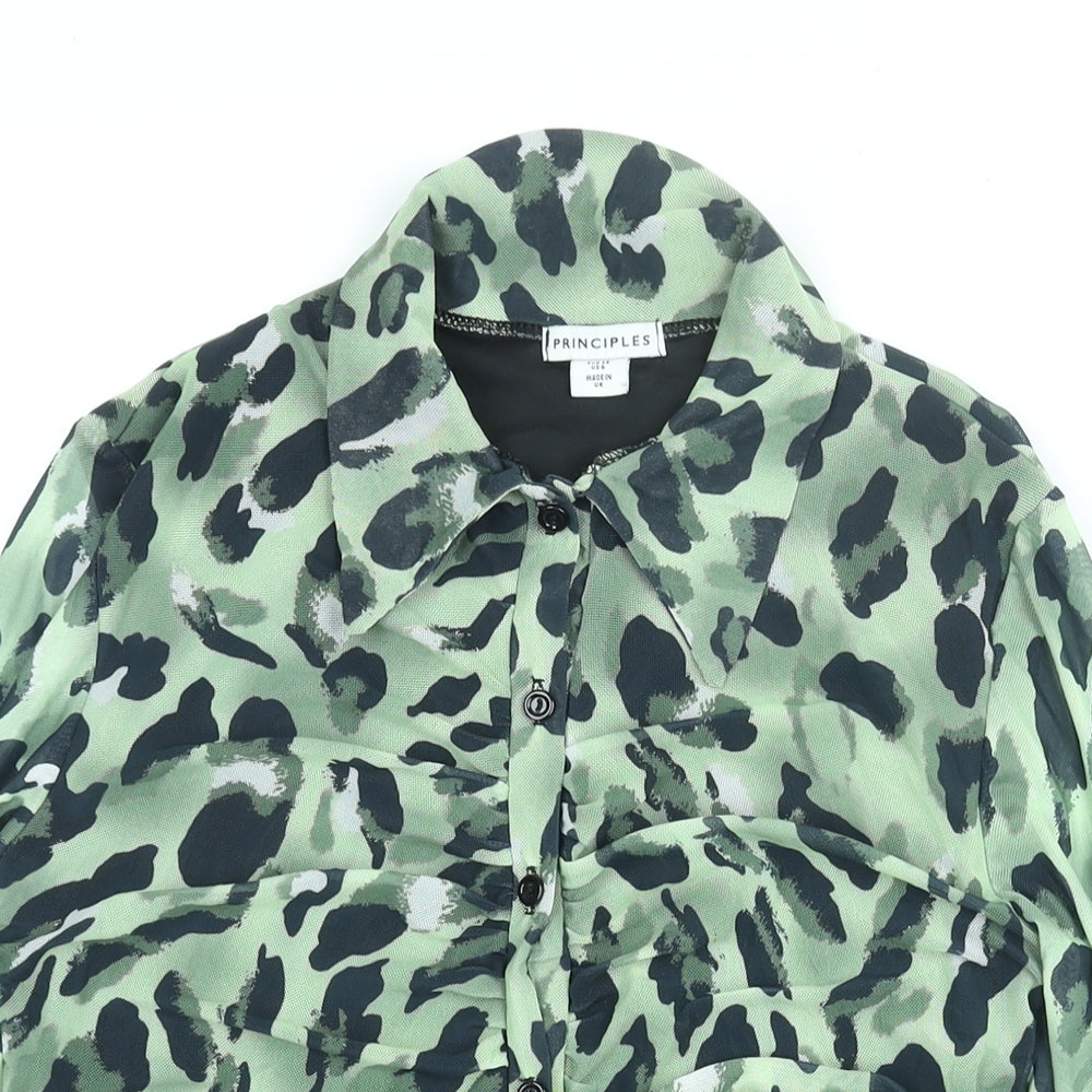 Womens UK Size 10 Principles Green Basic Button-Up