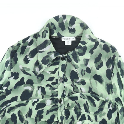 Womens UK Size 10 Principles Green Basic Button-Up