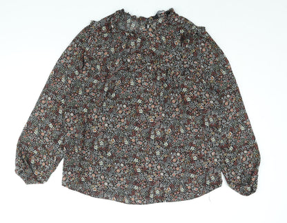 Dorothy Perkins Womens Multicoloured Floral Polyester Basic Blouse Size 20 Mock Neck - Frill