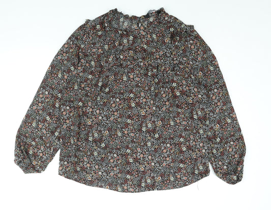 Dorothy Perkins Womens Multicoloured Floral Polyester Basic Blouse Size 20 Mock Neck - Frill