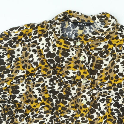 Womens UK Size 12 NEXT Brown Basic Button-Up