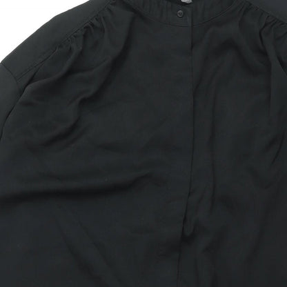 H&M Womens Black Polyester Shirt Dress Size S Round Neck Button