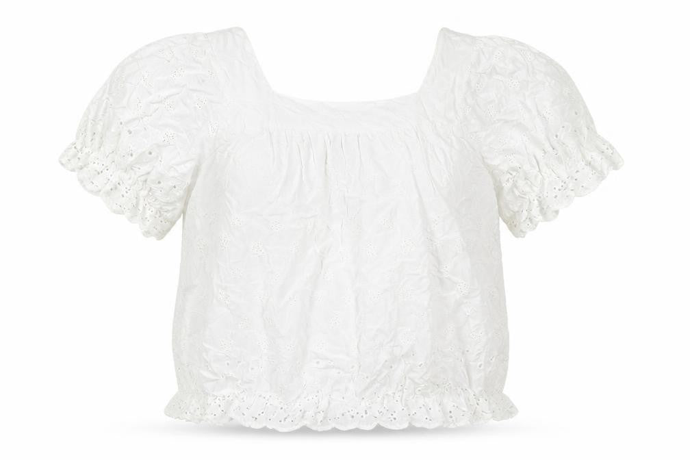 Yours Womens White Viscose Basic Blouse Size 20 Square Neck - Embroidered