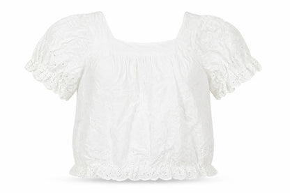 Yours Womens White Viscose Basic Blouse Size 20 Square Neck - Embroidered