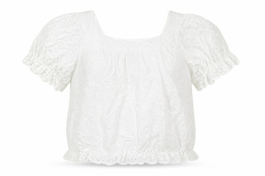 Yours Womens White Viscose Basic Blouse Size 20 Square Neck - Embroidered