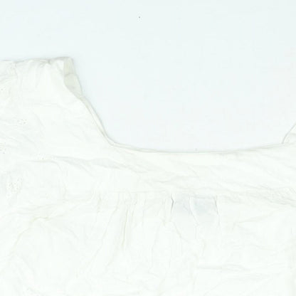 Yours Womens White Viscose Basic Blouse Size 20 Square Neck - Embroidered
