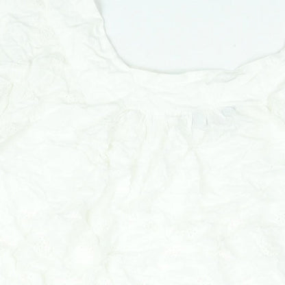 Yours Womens White Viscose Basic Blouse Size 20 Square Neck - Embroidered