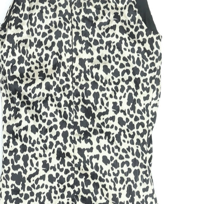 Missguided Womens Black Animal Print Polyester Mini Size 4 Scoop Neck Zip