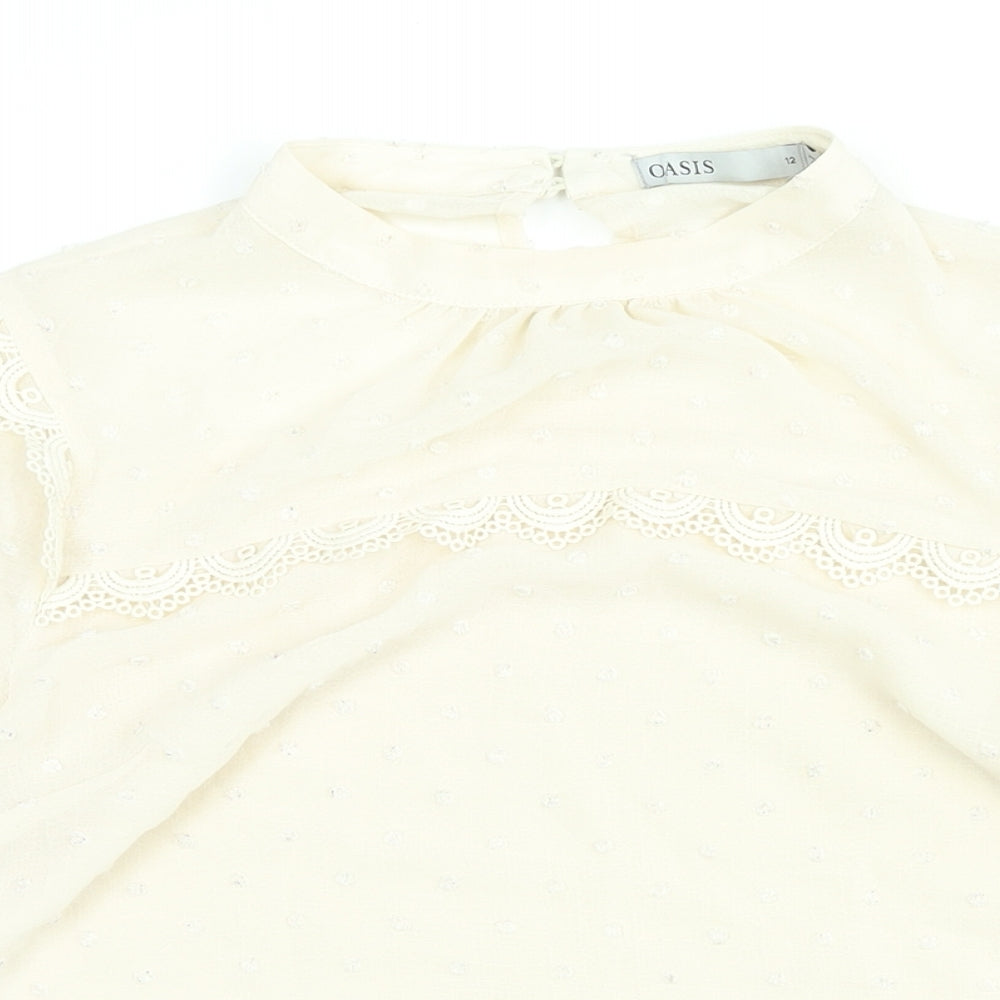 Womens UK Size 12 Oasis Ivory Basic Blouse