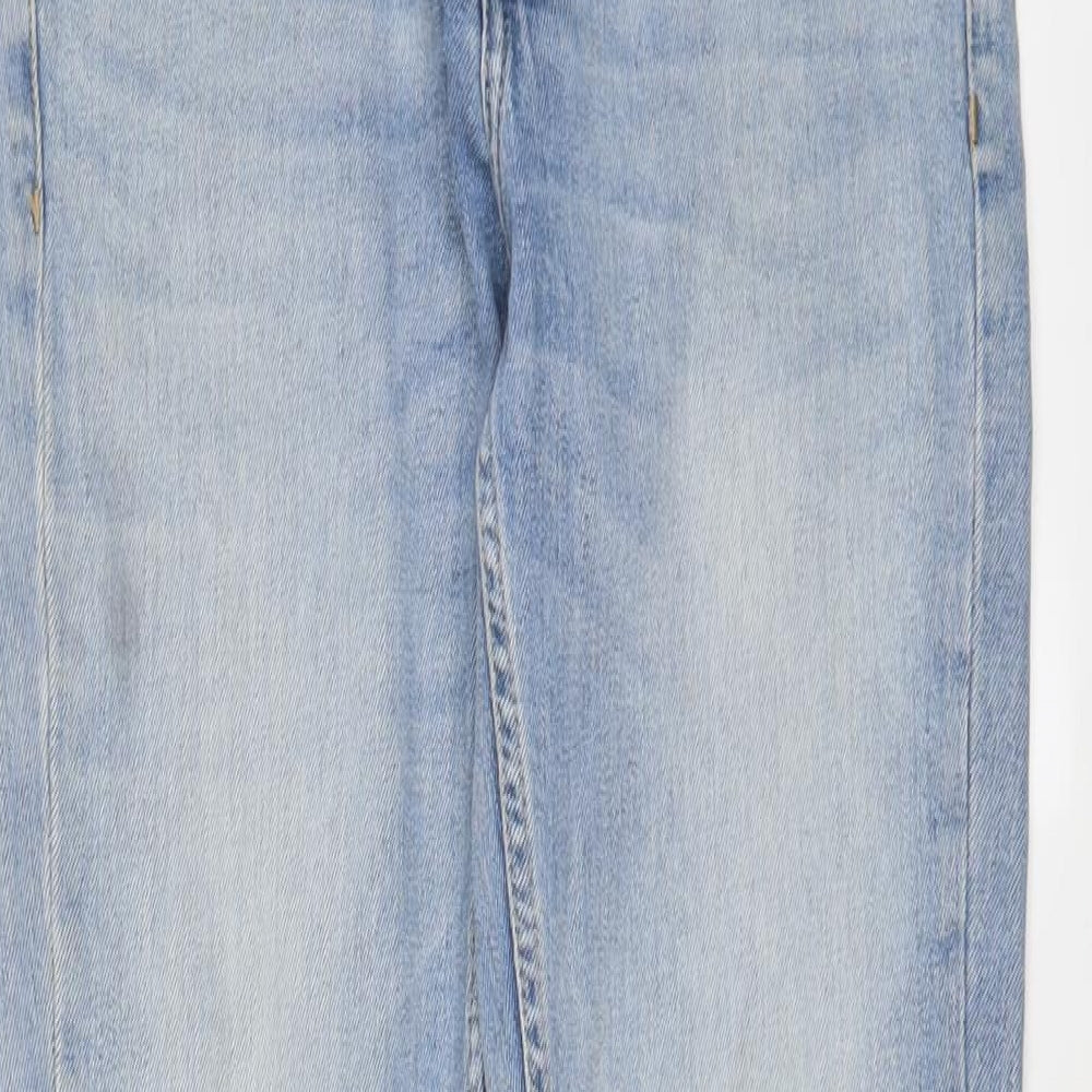 Topman Mens Blue Cotton Skinny Jeans Size 28 in L30 in Regular Zip - Short Leg