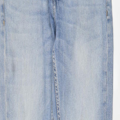 Topman Mens Blue Cotton Skinny Jeans Size 28 in L30 in Regular Zip - Short Leg