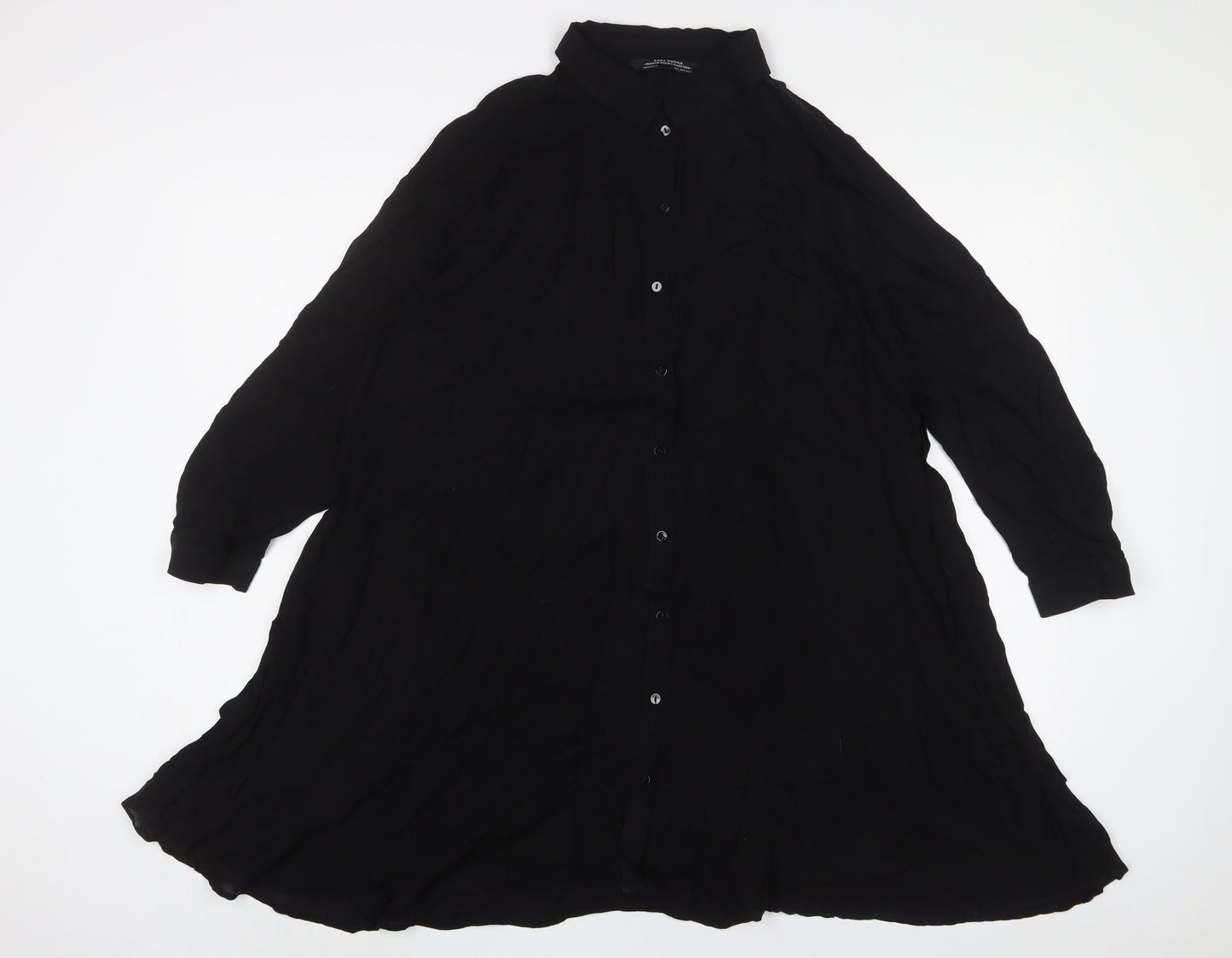 Womens UK Size M Zara Black Tunic Button-Up