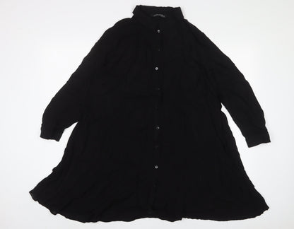 Womens UK Size M Zara Black Tunic Button-Up
