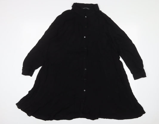 Womens UK Size M Zara Black Tunic Button-Up