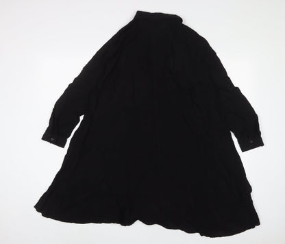 Womens UK Size M Zara Black Tunic Button-Up